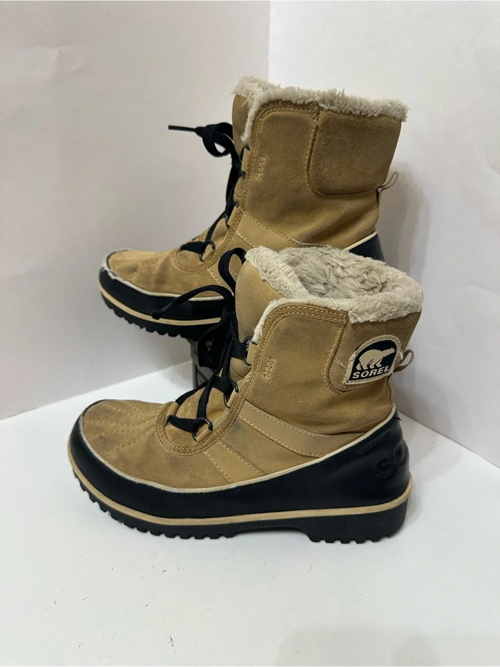 SOREL Tivoli II Women's 8 Tan Suede Waterproof Winter Snow Boots Faux Fur NL2089